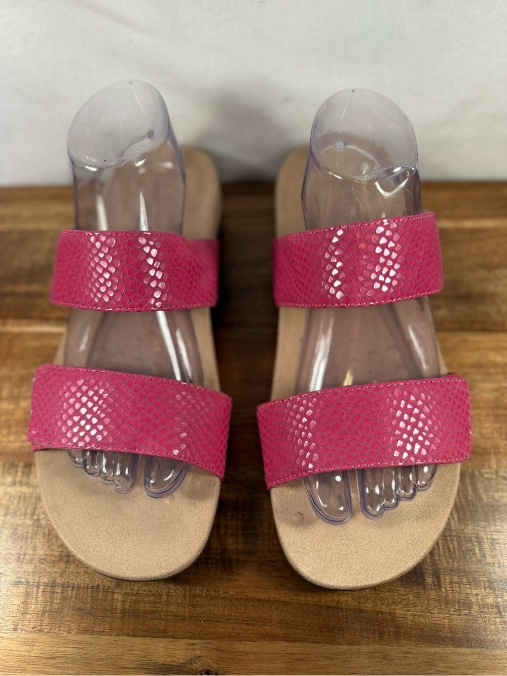Vionic Samoa Lizard Pink Double Strap Sandals Size 10